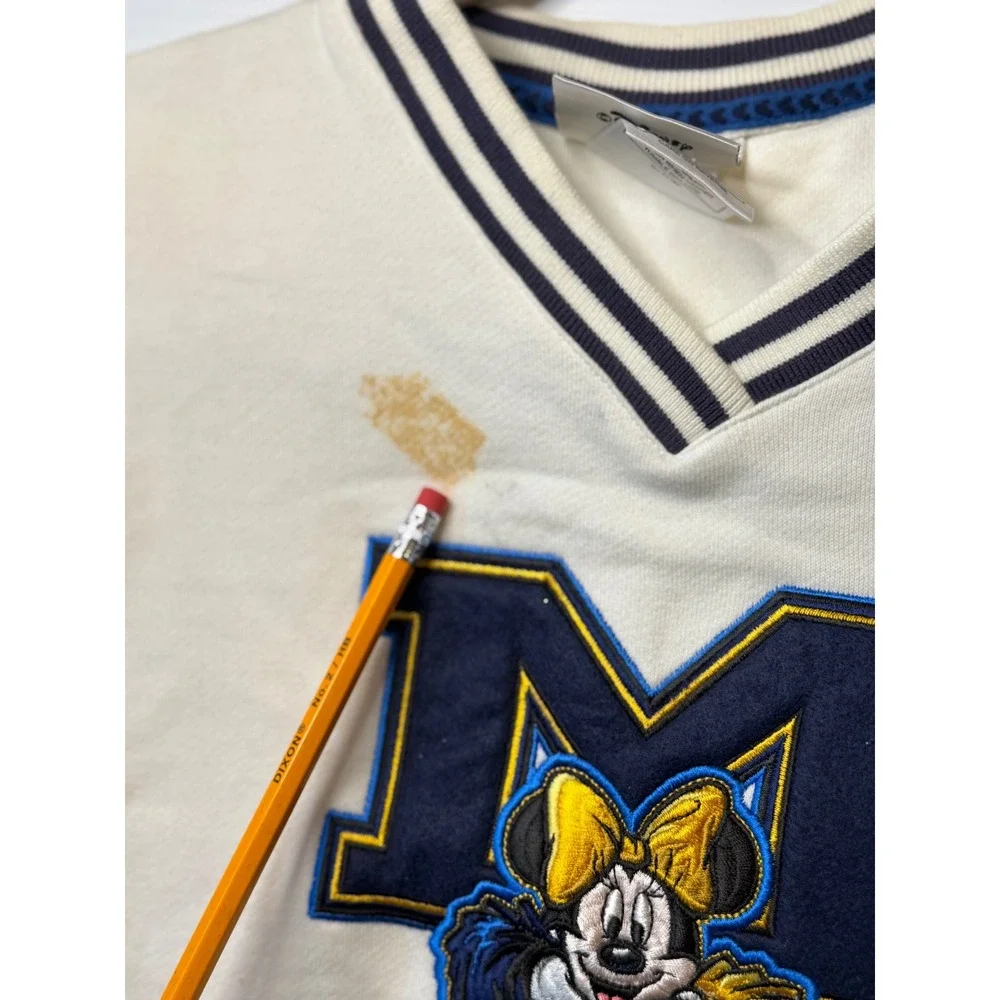 VTG Disney World‎ Minnie Mouse Youth Small 6/8 White Cheer Collegiate Sweatshirt